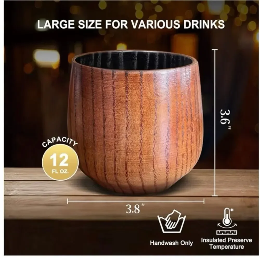 Charred Wooden Bourbon Drinking Glass - 12 oz. each . New